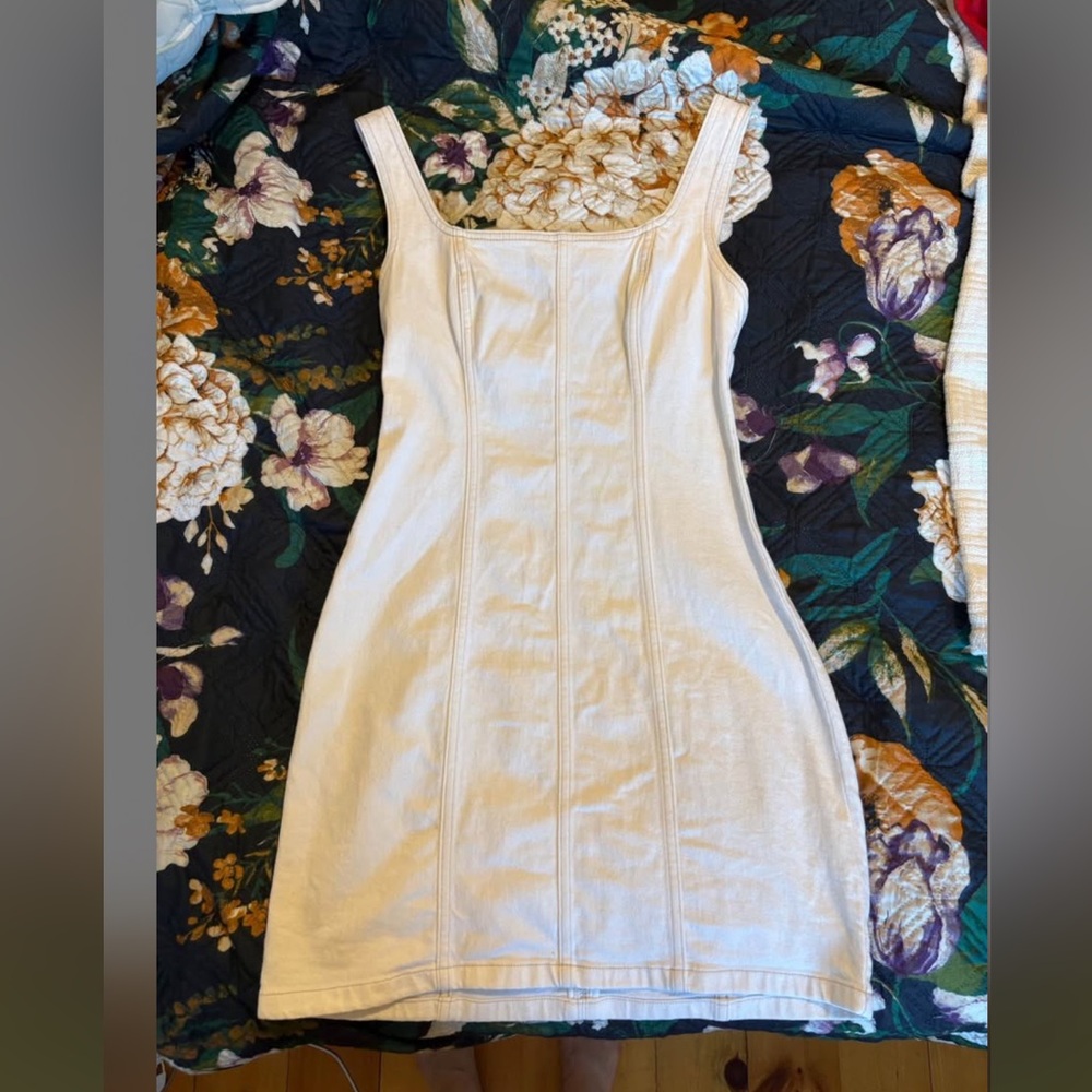 Abercrombie & Fitch Cream Ribbed Mini Dress